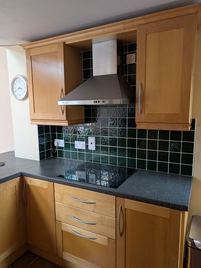 Entire Kitchen including Neff Double Oven, Integrated Fridge-Freezer, Bosch Dishwasher,  Faber Extractor fan, and Microwave.