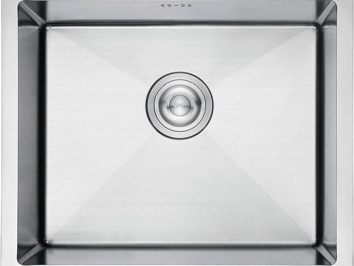 Stainless Steel Kitchen Sink, 50 x 43cm, Undermount Kitchen Sink Drop in, Topmount Single Bowl Outdoor Campervan Sink with Drainer Fittings, Silver