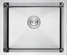 Stainless Steel Kitchen Sink, 50 x 43cm, Undermount Kitchen Sink Drop in, Topmount Single Bowl Outdoor Campervan Sink with Drainer Fittings, Silver