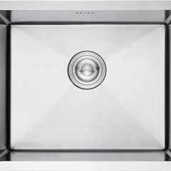 Stainless Steel Kitchen Sink, 50 x 43cm, Undermount Kitchen Sink Drop in, Topmount Single Bowl Outdoor Campervan Sink with Drainer Fittings, Silver