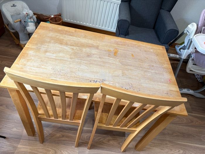 Wooden dining table with 2 chairs - FREE