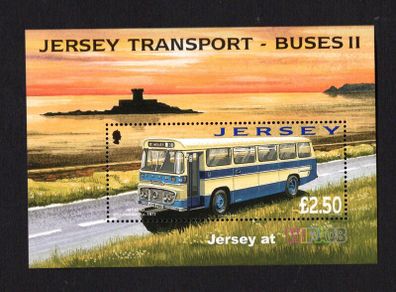 2004 Jersey Jersey Transport (3rd series) Coaches overprinted for WIPA 08 Commemorative Stamp Miniature Sheet Mint Never Hinged (MNH)