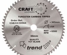 Trend CSB/CC30564 CraftPro Saw Blade for Mitre & Table Saws 305 x 30mm x 64T