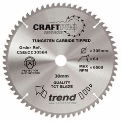 Trend CSB/CC30564 CraftPro Saw Blade for Mitre & Table Saws 305 x 30mm x 64T