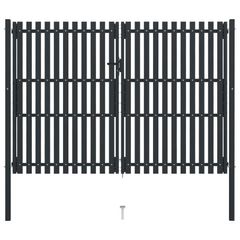 Double Door Fence Gate Steel 306x250 cm Anthracite