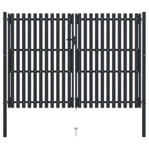 Double Door Fence Gate Steel 306x250 cm Anthracite