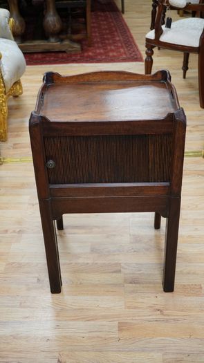 George III Tambour Front Mahogany Tray Top Bedside Cabinet