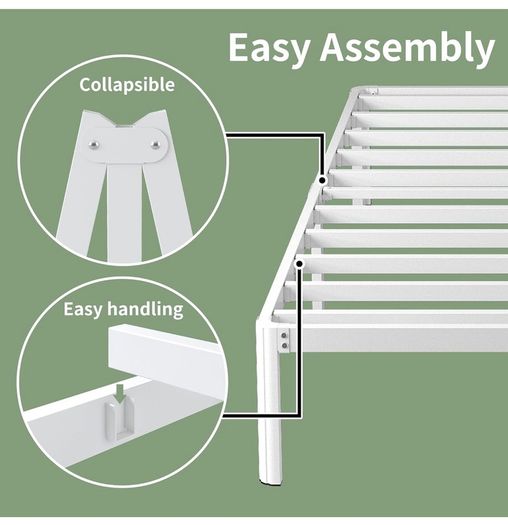 High White King Size Bed Frame 5ft with Rounded Corners