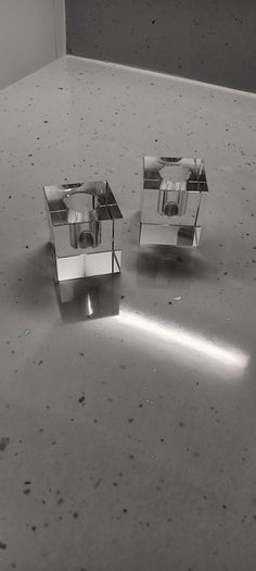 2 Glass Cube Candle Holders