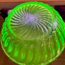 Uranium Green Vintage Glass Carnival Serving Bowl by Bagley UK Image 10