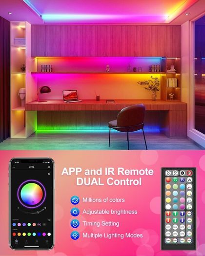 30M LED Strip Lights, Ultra Long Bluetooth RGB Light Strips with Remote & App Control, Colour Changing Tape Lights, Music Sync Dimmable Lighting for Bedroom, Living Room, Gaming Room & Christmas Decor [Energy Class A]