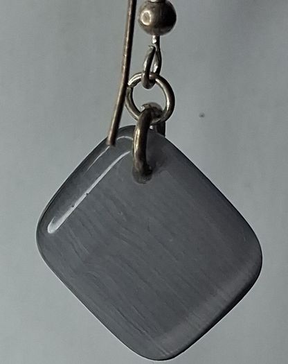 Steel Grey Mosaic Diamond Drop Earrings