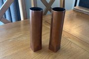 Antique Copper Shell Case Vases Pair