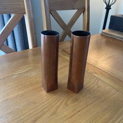 Antique Copper Shell Case Vases Pair