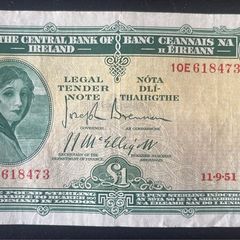 Ireland 11.9.51 1 Pound Lady Lavery Banknote