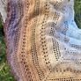 Handmade crochet triangle shawl wrap. Brown and beige ombre lacy shawl Image 7