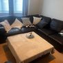 L shape dark brown leather couch Image 2