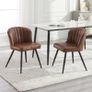 Set of 2 Dining Chairs with Quilted Back PU Leather Upholstered Seat and Metal Legs Image 6