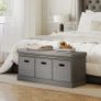 Three-Drawer Shoe Storage Bench, with Padded Top Seat - Grey Image 3