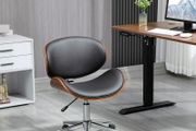 Vintage design office chair adjustable height 360 swivel Poplar wood synthetic upholstery 53 x 53 x 77-87 cm