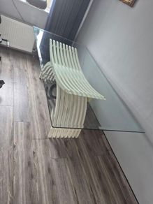 7ft glass table