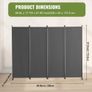 Room Divider, 4 Panel Room Dividers and Folding Privacy Screens, Fabric Partition Room Dividers for Office, Bedroom, Dining Room, Study, Freestanding, Light Gray Image 2