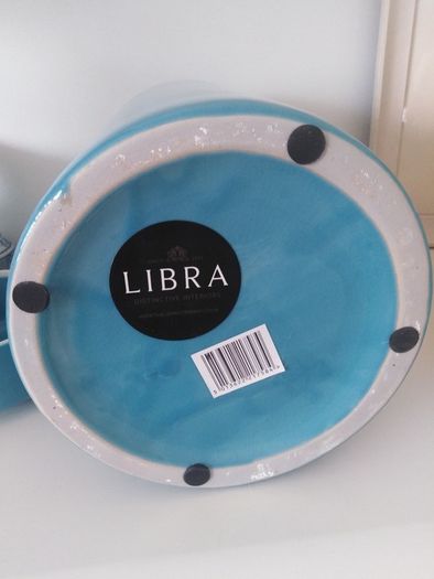 Fabulous Tall Libra Blue Crackle Ceramic Lidded Jar