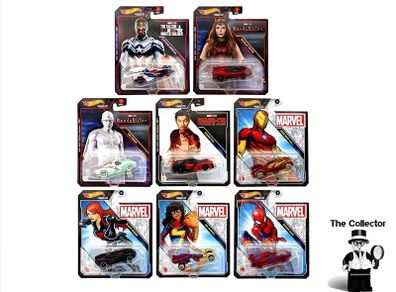 Hot Wheels MARVEL Character Diecast Cars Complete Set Of 8 Brand New Sealed