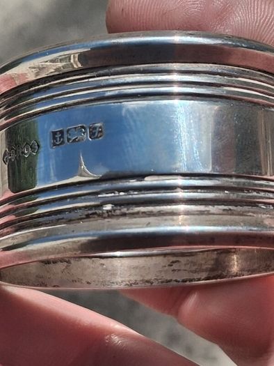 5 X Sterling Silver Napkin Rings With Vintage Leather Case