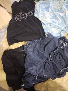 2 tops leggings and skirt