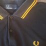 Fred Perry Men's M Twin Tipped Polo Shirt Black Yellow Image 2