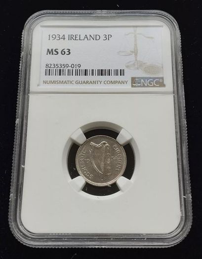 Ireland 1934 | Irish 3p | 3 Pence | Hare | KM.4 | MS 63