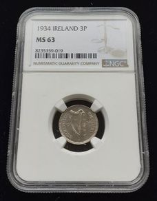 Ireland 1934 | Irish 3p | 3 Pence | Hare | KM.4 | MS 63