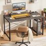 Gaming Desk with LED Lights & Power Outlet, Reversible Computer Desk with Moveable Monitor Stand, 100x75x50CM Office Desk with USB Charging Station for Home, Bedroom, Study,Gray Oak Image 3