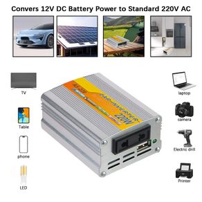 Power Inverter Car Camper Van Mounted Power Inverter USB Voltage Transformer Portable DC 12V To AC 220V Conversion USB Battery Clip