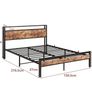 King Size Bed Frame with Storage Wooden Headboard,Bed 150x200 cm,Metal Bed Frame Kingsize Bed Base Mattress Foundation,Metal Slats Support,Platform Bed Frame Double Bed,Black+Rustic Brown Image 10