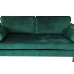 green velvet sofa
