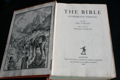 Vintage 1956 THE BIBLE AUTHORIZED Version, Rare Illustrated Bible, Fourth Impression Hard Cover, British & Foreign Bible Society, London