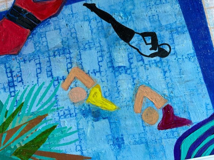 Original Art Swim Art Swimmer Pool Abstract Art Contemporary Irish Art