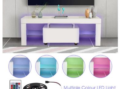 BRAND NEW Modern TV Cabinet Unit Entertainment Stand with LED Strip Remote Control Home Decor TV Table Stand