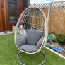 Egg chair grey and white with cushion Image 2