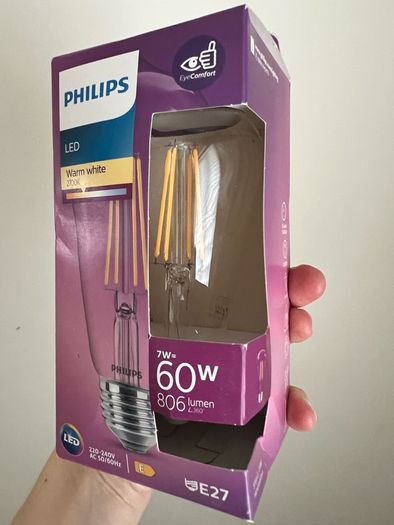 3x Philips LED warm white light bulbs