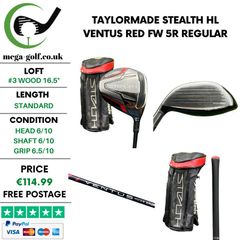 Taylormade Stealth HL #3 Wood 16.5 Degree / Ventus Red FW 5R Regular