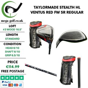 Taylormade Stealth HL #3 Wood 16.5 Degree / Ventus Red FW 5R Regular