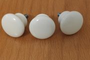 3 vintage ceramic white drawer knobs D 35 mm