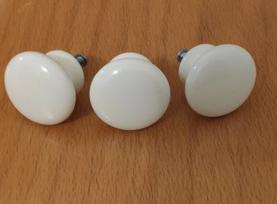 3 vintage ceramic white drawer knobs D 35 mm