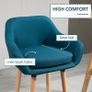 Scandinavian Design Bar Stools - Set of 2 Bar Stools with High Comfort, Footrests, and Armrests - Solid Wood Blue Linen Image 5
