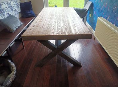 large industrial dining table