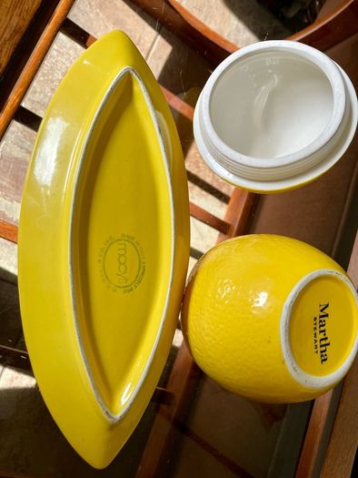 Y2K Martha Stewart Ceramic Lemon Storage Jar and Rare Vintage Macys Italian Serving Plate
