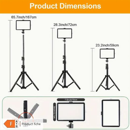 6182 ZOMEI 8-Inch Dimmable LED Photography Lighting Kit with 5600K USB Video Lights, 58-Inch Tripod Stand & Color Filters - 6182